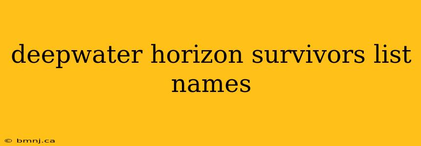 deepwater horizon survivors list names